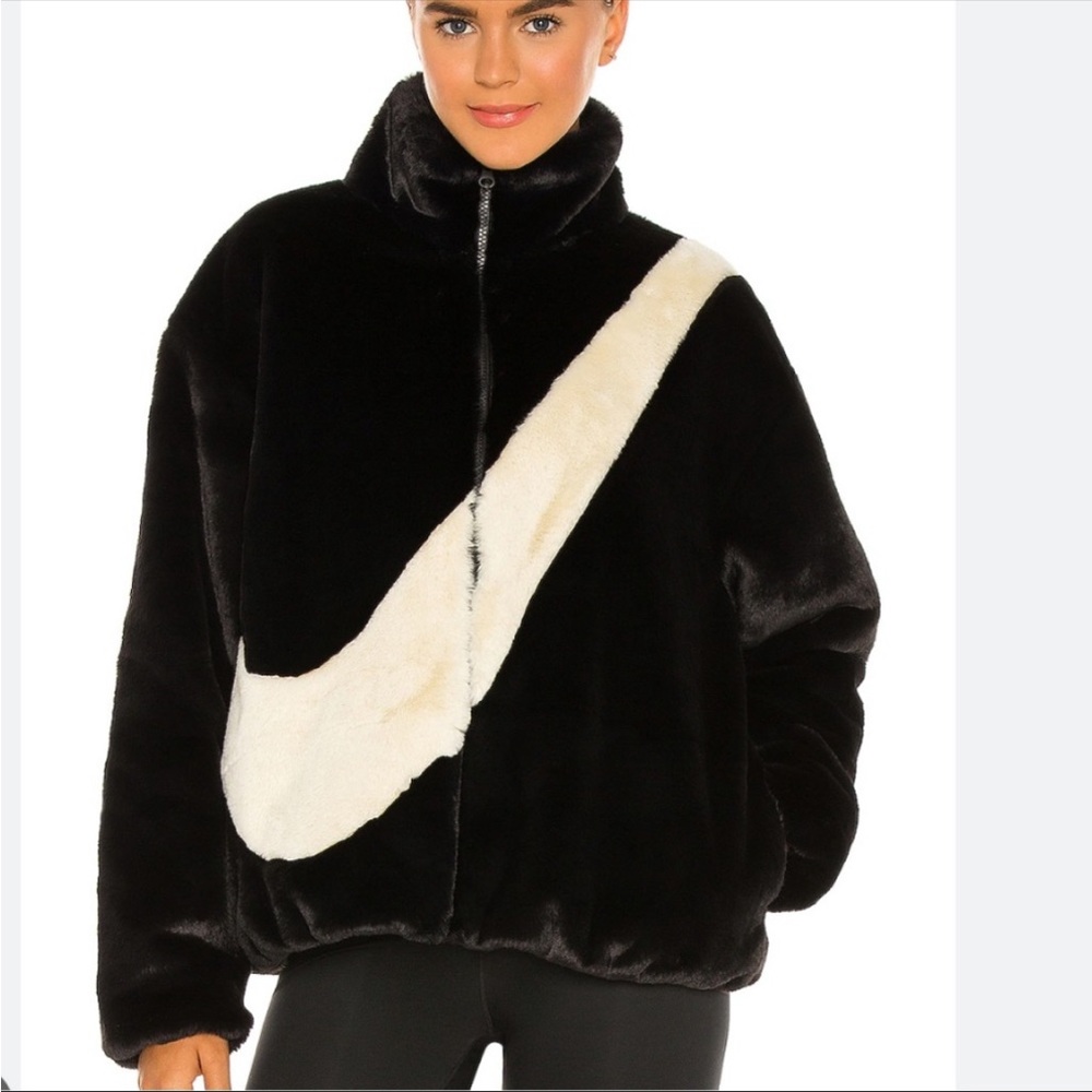 NIKE SPORTSWEAR FAUX FUR JACKET BIG SWOOSH